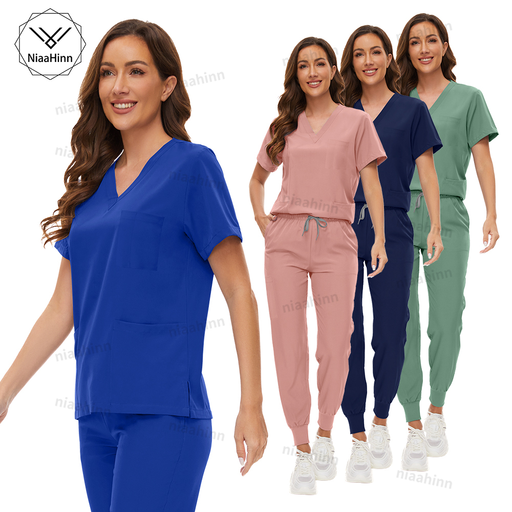 Lab Coat Medical - Nurse Scrubs Hospital Uniform Women V-neck