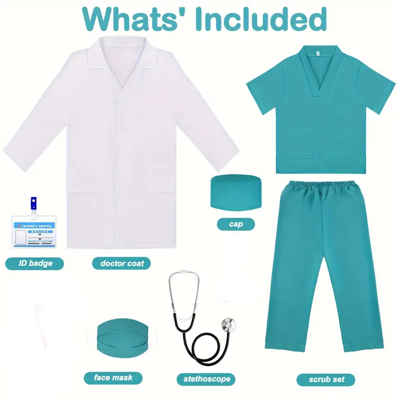 7PCS Kids Doctor Nurse Cosplay - Lab Coat Medical のレビューと価格