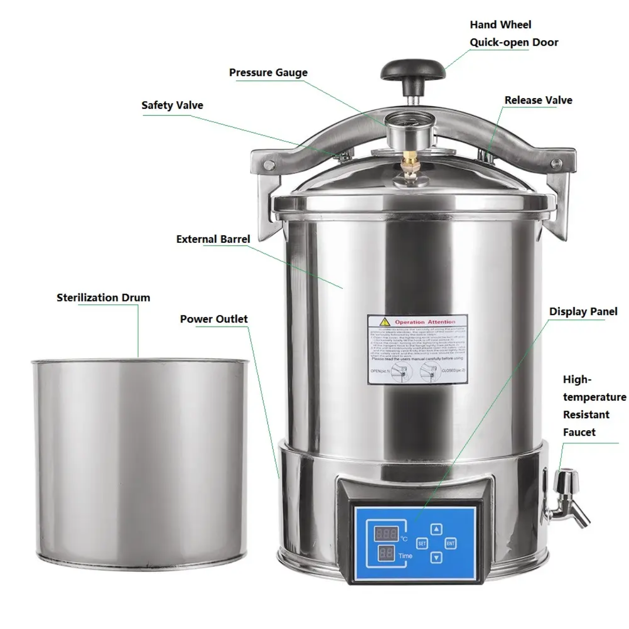 24L Portable Autoclave with Di - Medical Lab Furniture のレビューと価格