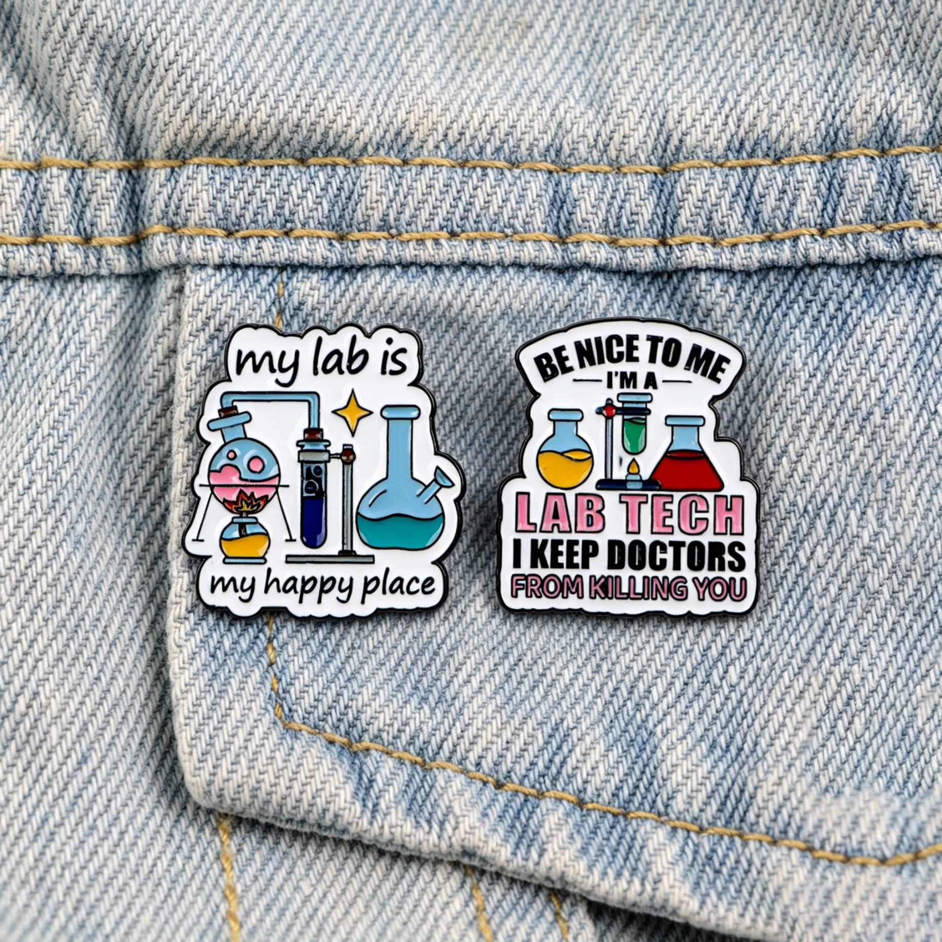 Funny Lab Tech Enamel Pins Set - Medical Lab Worker のレビューと価格